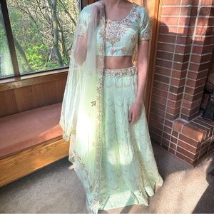 New 3-Piece Mint Green Formal Indian Lehenga